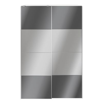 Armoire penderie portes coulissantes anthracite brillant et miroir GoodHome Atomia H. 225 x L. 150 x P. 63,5 cm