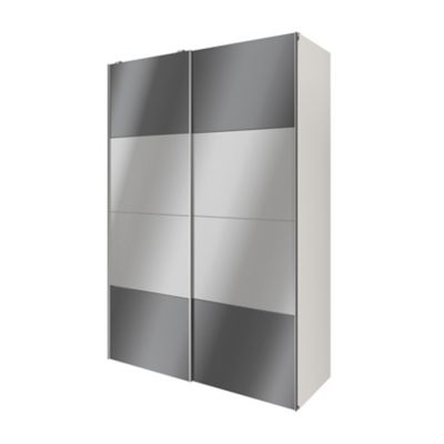 Armoire penderie portes coulissantes anthracite brillant et miroir GoodHome Atomia H. 225 x L. 150 x P. 63,5 cm