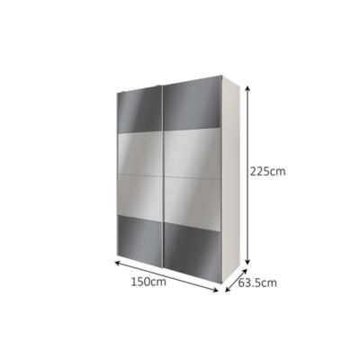 Armoire penderie portes coulissantes anthracite brillant et miroir GoodHome Atomia H. 225 x L. 150 x P. 63,5 cm