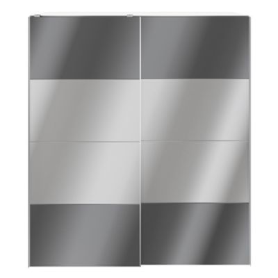 Armoire penderie portes coulissantes anthracite brillant et miroir GoodHome Atomia H. 225 x L. 200 x P. 63,5 cm