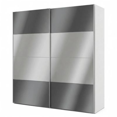 Armoire penderie portes coulissantes anthracite brillant et miroir GoodHome Atomia H. 225 x L. 200 x P. 63,5 cm