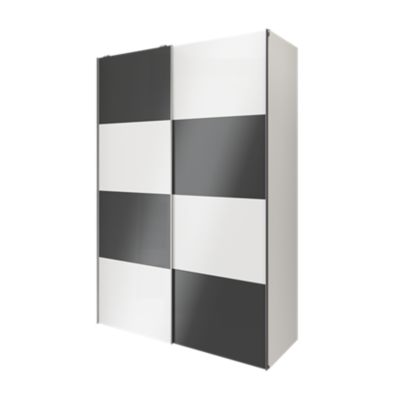 Armoire penderie portes coulissantes blanches brillantes et anthracite brillant GoodHome Atomia