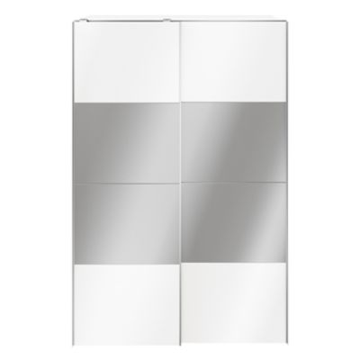 Armoire penderie portes coulissantes blanches brillantes et miroir GoodHome Atomia H. 225 x L