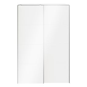 Armoire penderie portes coulissantes blanches brillantes GoodHome Atomia H. 225 x L. 150 x P. 63,5 cm