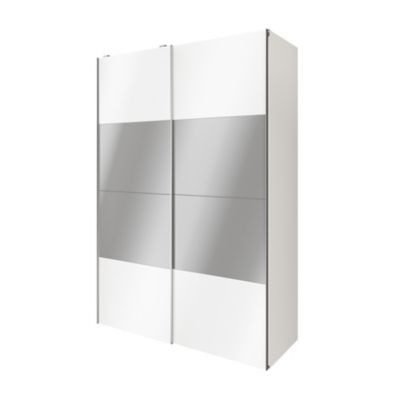 Armoire penderie portes coulissantes blanches et miroir GoodHome Atomia H. 225 x L. 150 x P. 65,5 cm