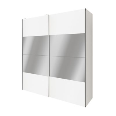Armoire penderie portes coulissantes blanches et miroir GoodHome Atomia