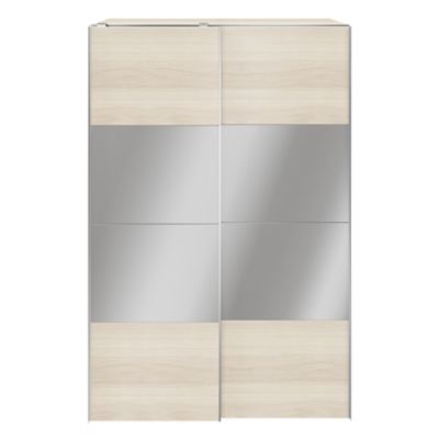 Armoire penderie portes coulissantes effet chêne et miroir GoodHome Atomia H. 225 x L. 150 x P
