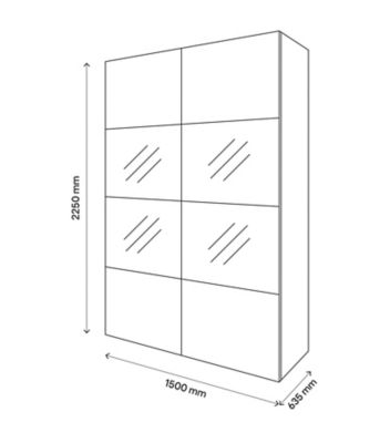 Armoire penderie portes coulissantes effet chêne et miroir GoodHome Atomia H. 225 x L. 150 x P. 63,5 cm