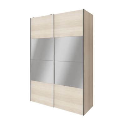 Armoire penderie portes coulissantes effet chêne et miroir GoodHome Atomia H. 225 x L. 150 x P. 63,5 cm