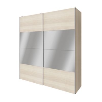 Armoire penderie portes coulissantes effet chêne et miroir GoodHome Atomia H. 225 x L. 200 x P