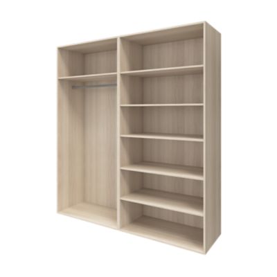 Armoire penderie portes coulissantes effet chêne et miroir GoodHome Atomia H. 225 x L. 200 x P. 63,5 cm