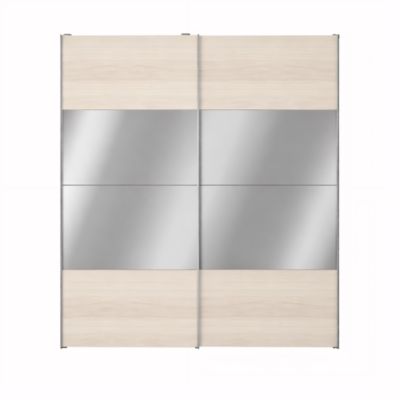 Armoire penderie portes coulissantes effet chêne et miroir GoodHome Atomia H. 225 x L. 200 x P. 63,5 cm