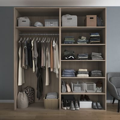 Armoire penderie portes coulissantes effet chêne GoodHome Atomia H. 225 x L. 200 x P. 63,5 cm