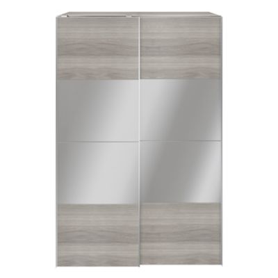 Armoire penderie portes coulissantes effet chêne grisé et miroir GoodHome Atomia H. 225 x L. 150 x P. 63,5 cm
