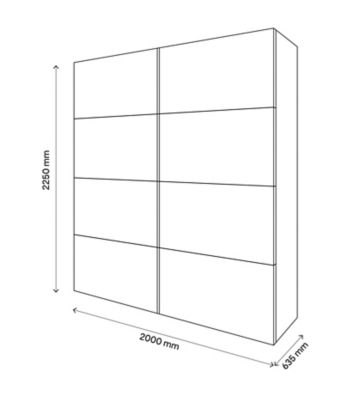 Armoire penderie portes coulissantes effet chêne grisé GoodHome Atomia H. 225 x L. 200 x P. 63,5 cm