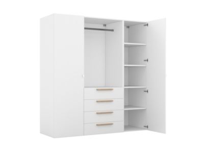 Armoire penderie semi-ouverte blanche 4 tiroirs GoodHome Atomia H. 187,5 x L. 175 x P. 58 cm