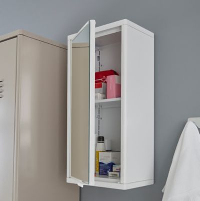 Armoire A Pharmacie Avec Porte Miroir Goodhome Saranda Metal Blanc L 30 X H 60 X P 20 Cm Castorama