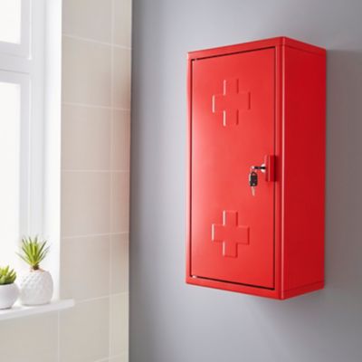 Armoire A Pharmacie Goodhome Saranda Metal Rouge L 30 X H 60 X P 20 Cm Castorama