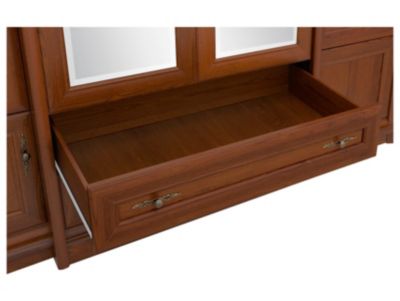 Armoire Placard à 6 portes 2 tiroirs et miroir coloris châtaigne - Longueur 227 x Profondeur 53-65,5 x Hauteur 225 cm