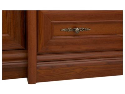 Armoire Placard à 6 portes 2 tiroirs et miroir coloris châtaigne - Longueur 227 x Profondeur 53-65,5 x Hauteur 225 cm