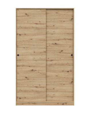 Armoire, placard avec 2 portes coulissantes coloris chêne nordique - longueur 120 x hauteur 200 x profondeur 50 cm