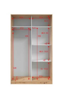 Armoire, placard avec 2 portes coulissantes coloris chêne nordique - longueur 120 x hauteur 200 x profondeur 50 cm