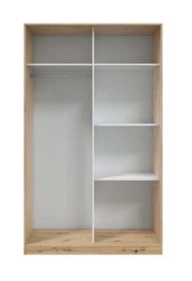 Armoire, placard avec 2 portes coulissantes coloris chêne nordique - longueur 120 x hauteur 200 x profondeur 50 cm