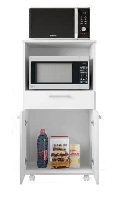 Armoire, placard de rangement avec 2 portes et 1 tiroir coloris blanc - longueur 61 x profondeur 49 x hauteur 118 cm