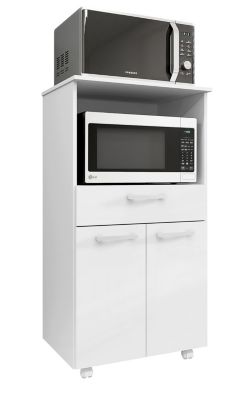 Armoire, placard de rangement avec 2 portes et 1 tiroir coloris blanc - longueur 61 x profondeur 49 x hauteur 118 cm