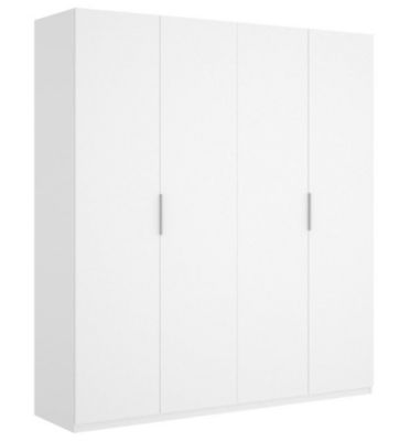 Armoire placard meuble de rangement coloris blanc brillant - Longueur 180 x Profondeur 52 x Hauteur 204 cm