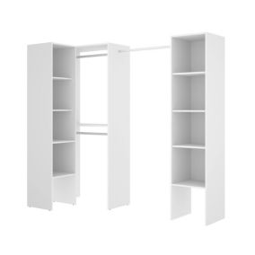 Armoire Plose, Structure pour dressing d'angle, Cintre d'angle ouvert, 226x79h186 cm, Blanc