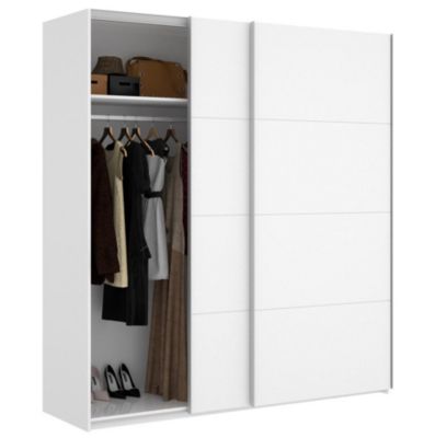 Armoire à portes coulissantes coloris blanc brillant - Longueur 180 x Profondeur 65 x Hauteur 204 cm
