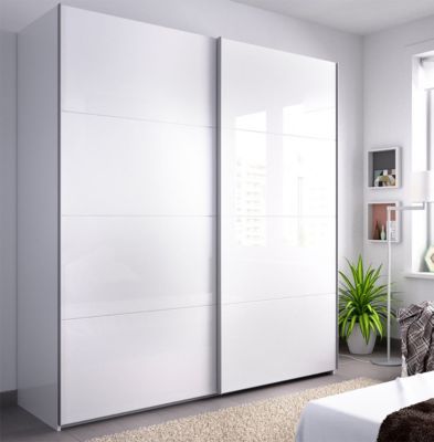 Armoire à portes coulissantes coloris blanc brillant - Longueur 180 x Profondeur 65 x Hauteur 204 cm