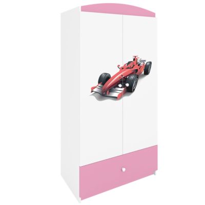 Armoire pour enfants Babydreams Armoire à portes battantes Formule 1 Rose clair