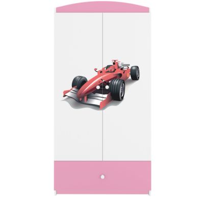Armoire pour enfants Babydreams Armoire à portes battantes Formule 1 Rose clair
