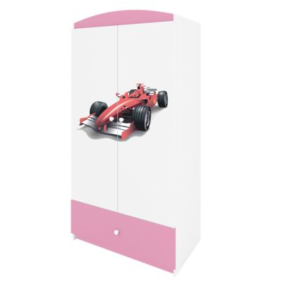 Armoire pour enfants Babydreams Armoire à portes battantes Formule 1 Rose clair