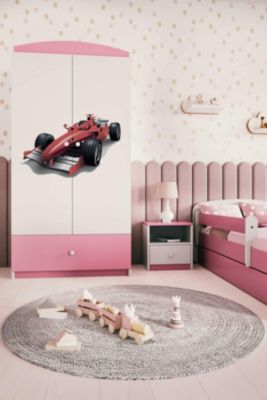 Armoire pour enfants Babydreams Armoire à portes battantes Formule 1 Rose clair