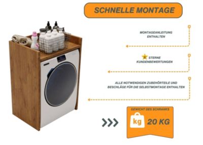 Armoire pour machine à laver et sèche-linge RAUMHIRSCH 62 cm de profondeur Meuble compact