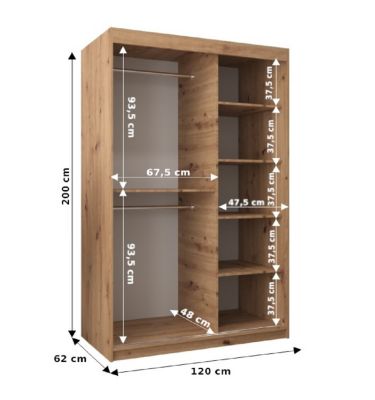 Armoire Promo V2 a portes coulissantes H. 200 x L. 120 x P. 62 2 portes