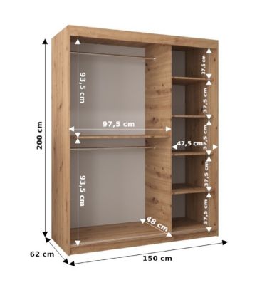 Armoire Promo V2 a portes coulissantes H. 200 x L. 150 x P. 62 2 portes