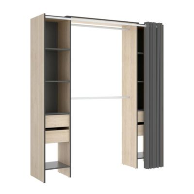 Armoire Resegone, Structure pour dressing, Cintre ouvert, 180x50h205 cm, Chêne et Anthracite