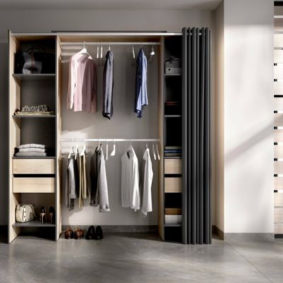 Armoire Resegone, Structure pour dressing, Cintre ouvert, 180x50h205 cm, Chêne et Anthracite