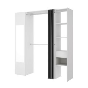 Armoire Rigi, Structure pour dressing, Cintre ouvert, 177x52h205 cm, Blanc et Anthracite