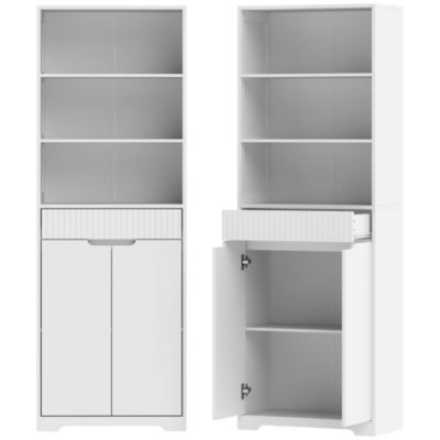 Armoire salle de bain 2 portes 3 étagères tiroir blanc