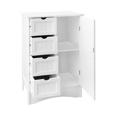 Armoire salle de bain commode avec 4 tiroirs et porte blanc robuste 55x81x30 cm