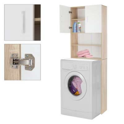 Armoire salle de bain encastrée pour lave-linge 190x62,5 cm panneau d'aggloméré