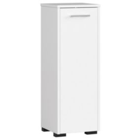 Armoire salle de bains AKORD FIN accr. au mur Blanche 30 cm 1 porte façade Blanche 2 étagères 30x30x85 cm