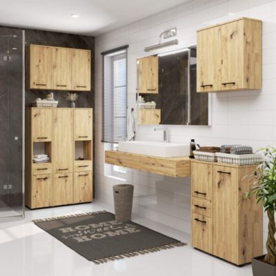 Armoire salle de bains AKORD FIN accr. au mur Chêne Artisan 30 cm 1 porte façade Chêne Artisan 2 étagères 30x22,5x60 cm