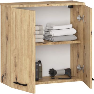 Armoire salle de bains AKORD FIN accr. au mur Chêne Artisan 60 cm 2 portes façade Chêne Artisan 2 étagères 60x22,5x60 cm