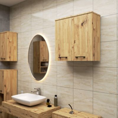 Armoire salle de bains AKORD FIN accr. au mur Chêne Artisan 60 cm 2 portes façade Chêne Artisan 2 étagères 60x22,5x60 cm
